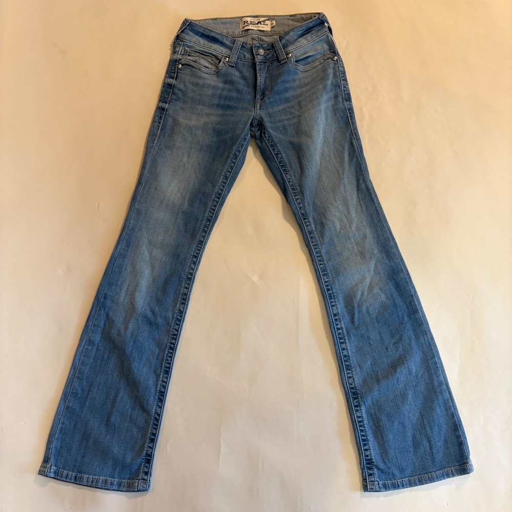 Ariat REAL Denim Womens 26R Medium Wash Mid Rise Bootcut Jeans Western Stretch